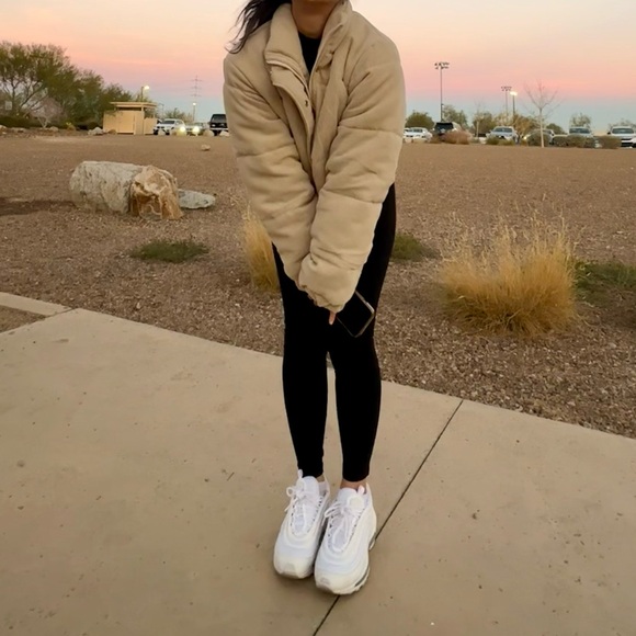 Cream Corduroy Puffer Jacket Drop Shoulder - Picture 5 of 15